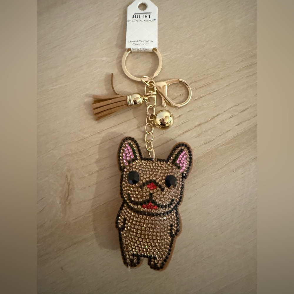 Frenchie Bling Dog Keychain Purse/Bag Charm NWT